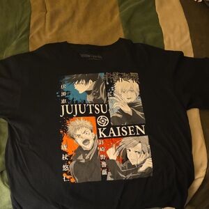 Jujutsu Kaisen Black Graphic Tee - Anime Character Collage
